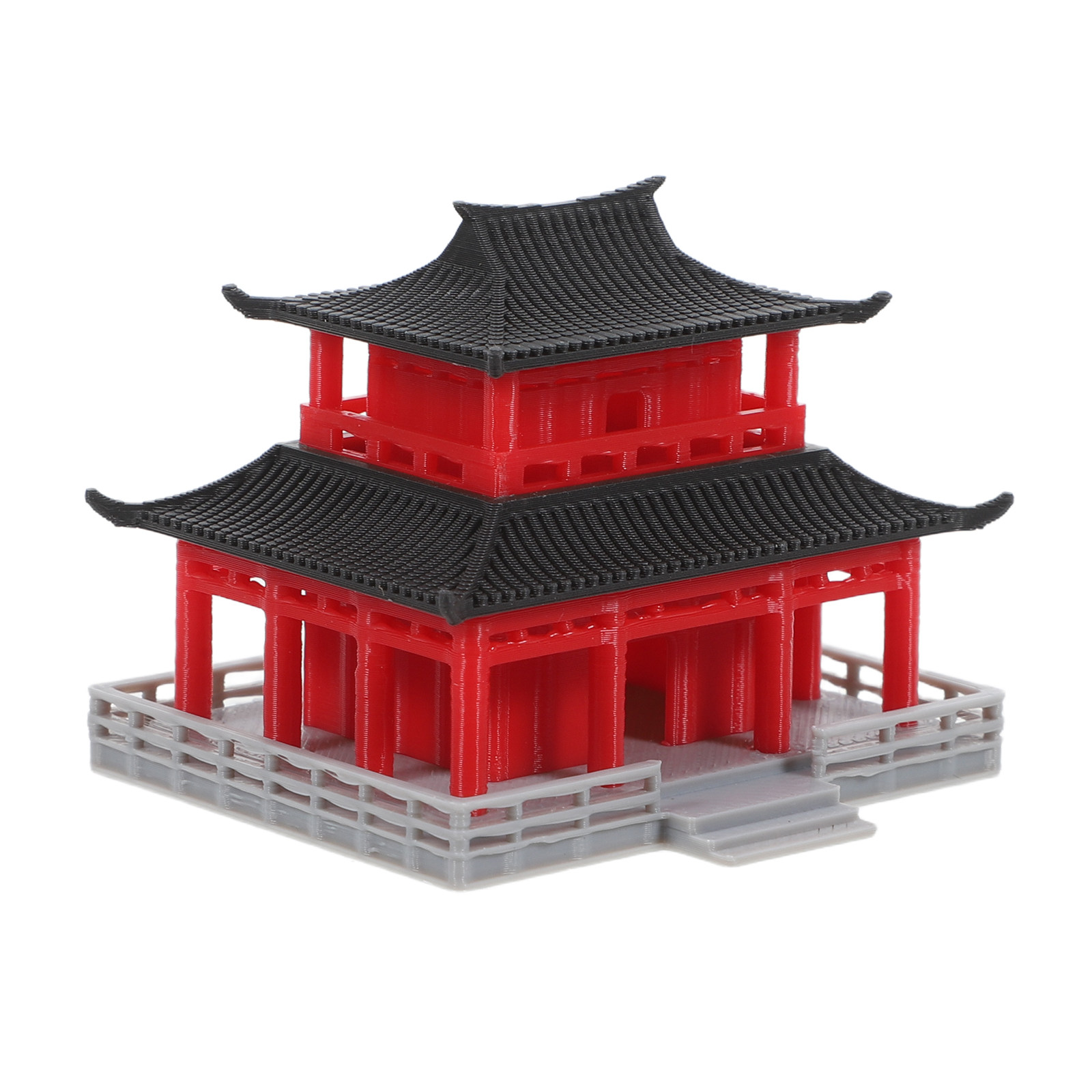 Aquarium - Oude Chinese Zwarte Rode Paviljoen Micro