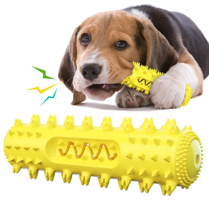 Rubber Treat Dispensing Dog Toy - Piepende kauwspeelgoed voor honden, tandenreiniging, zaagtandtandenborstel,