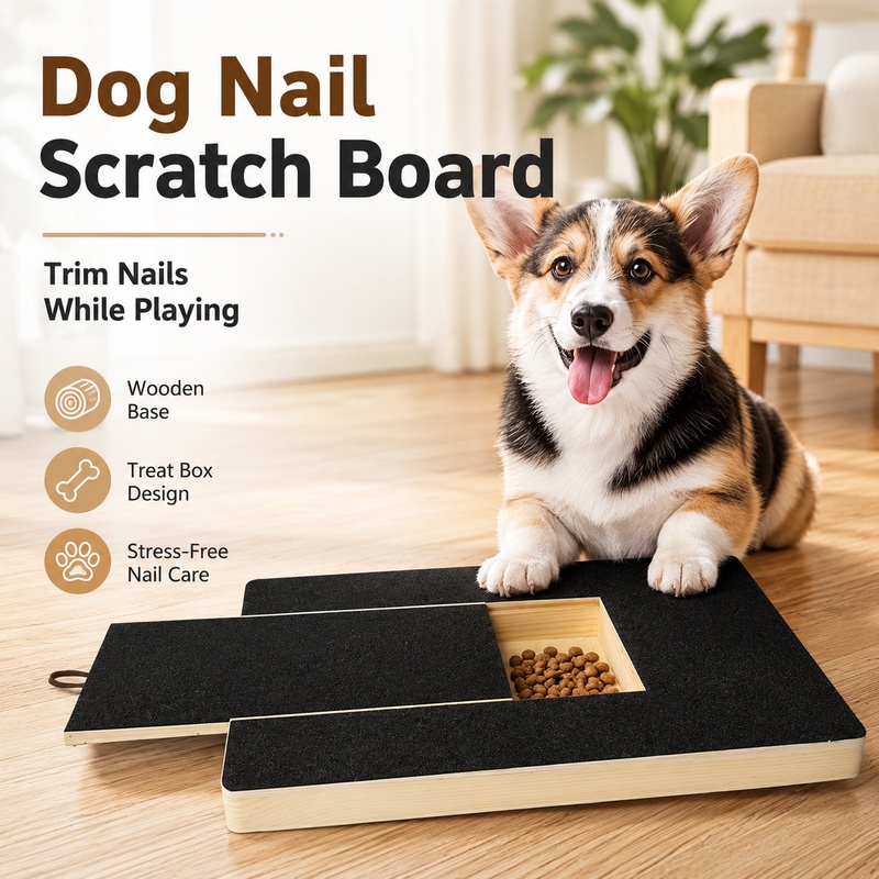 Suction Cup Dog Tug Toy - Houten hondenkrabplank met traktatiebox en uittrekbare