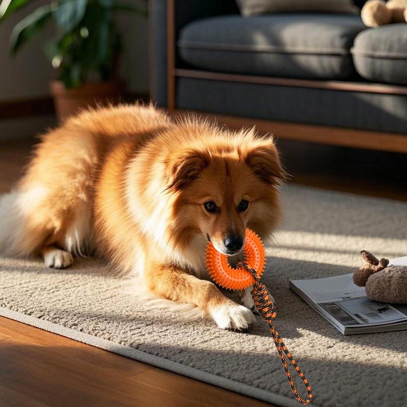 Dog Rope Toy Aggressive Chewers - Piepend Speelgoed Voor Honden Stekelige Ring