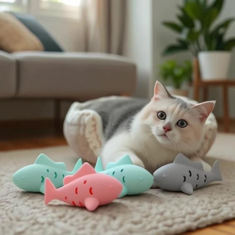 Rubber Treat Dispensing Dog Toy - Interactief katten- en hondenspeelgoed, traktatiedispenser, visvormig,