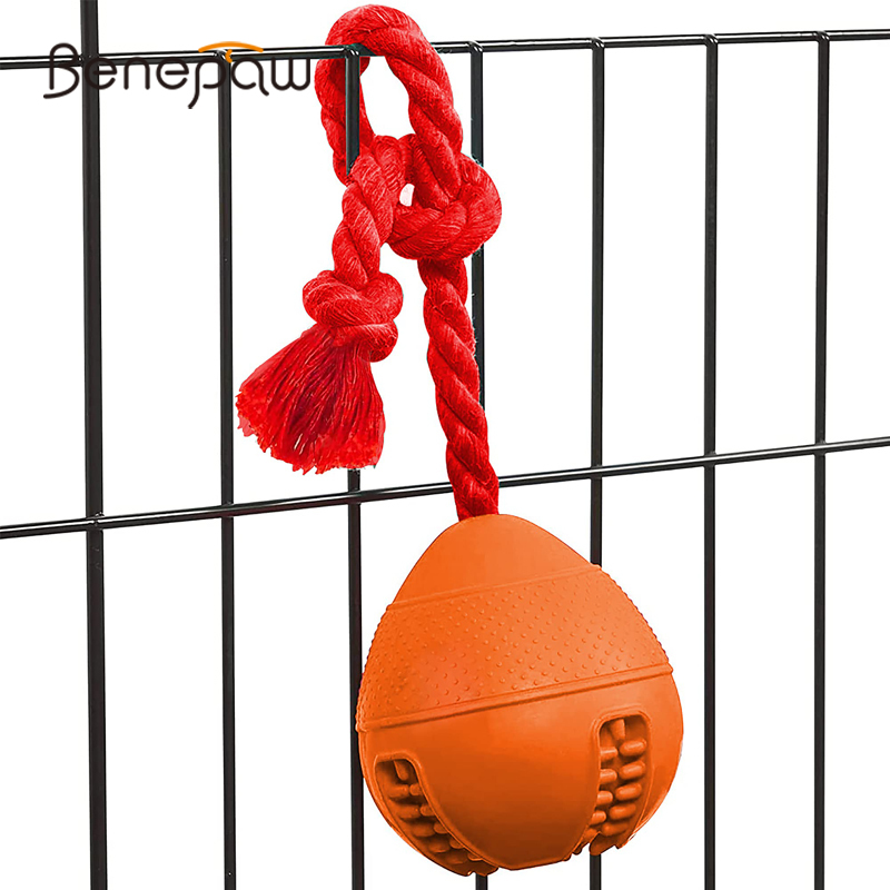 Rubber Treat Dispensing Dog Toy - Benepaw Interactief Hondenspeelgoed Milieuvriendelijk Puzzeltouw Verminderen